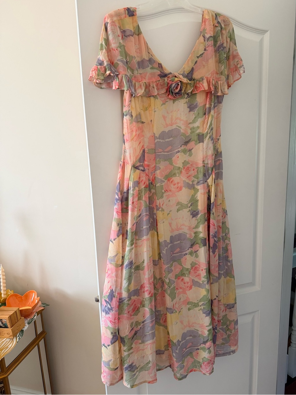 Sarah Elizabeth Pastel Floral Midi Dress in Pink, Lavender and Cream - Picture 2 of 7